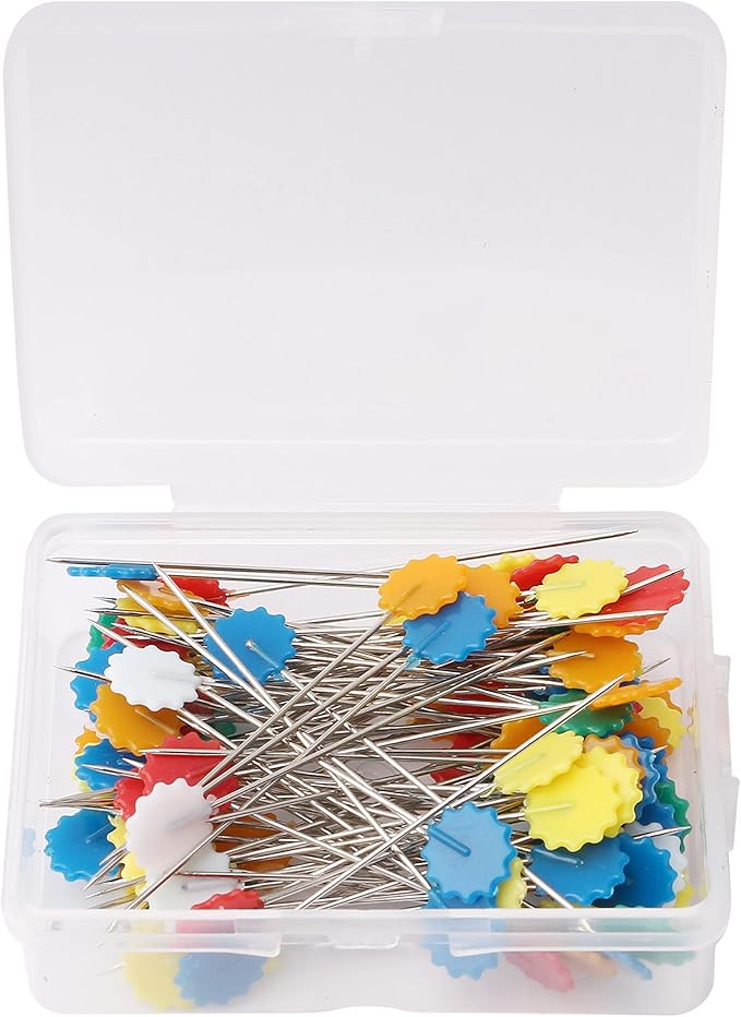 200 Pieces Flat Head Straight Pins, Flower Head Sewing Pins Quilting Pins for Sewing DIY Projects Dressmaker Jewelry Decoration, Assorted Colors