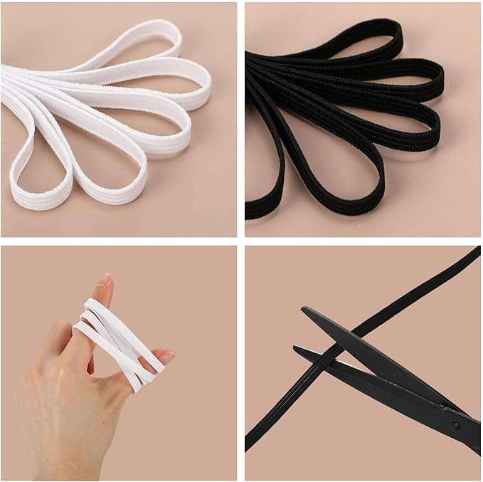 Shappy Elastic for Sewing Knit Elastic Band (1/4 Inch X 22 Yards,Black and White)