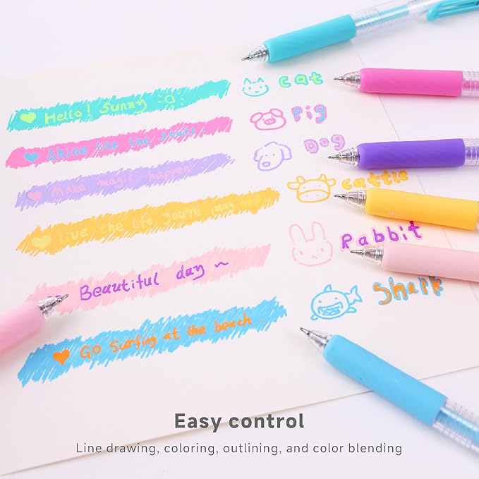 6 Pcs Acrylic Gel Pens 0.7mm Quick Dry Colorful Fine Point Smooth Writing Ballpoint, Office for Coloring, Black Paper, Drawing, Journaling, Note Taking, School Supplies, Sketch color