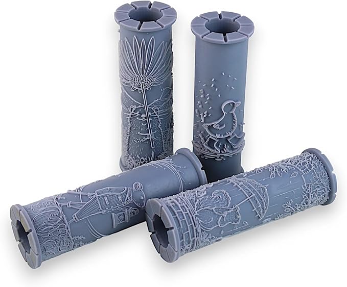 Windy Weather Collection Clay Texture Rollers 4-Pack (4") - Storybook Set #01 - Embossing Pattern Rollers for Polymer & Ceramic Clay, Pottery & Crafts