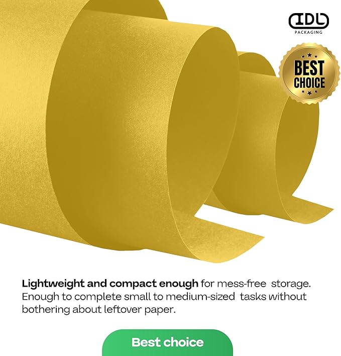 Yellow Kraft Paper Roll 18" x 1200" (100 feet) with Cutter - USA-Made Gift Wrapping Paper for Packing, Moving, Shipping & Crafts/Arts - 100% Recyclable Natural Craft Material by IDL Packaging