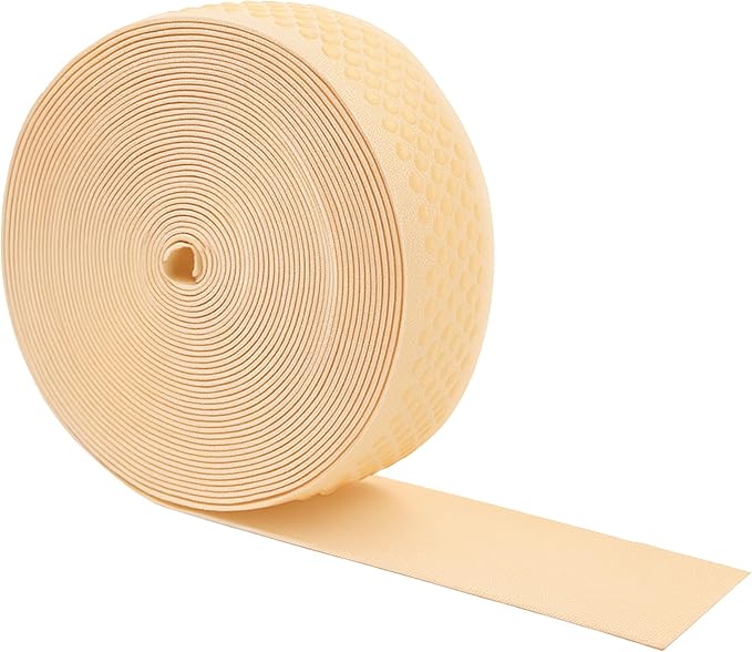 Mandala Crafts 1.5 Inch Elastic Silicone Gripper Tape for Clothing - 10 Yds Dotted Non Slip Elastic Band for Sewing - Blonde Silicone Flat Fabric Stretchy Ribbon Straps