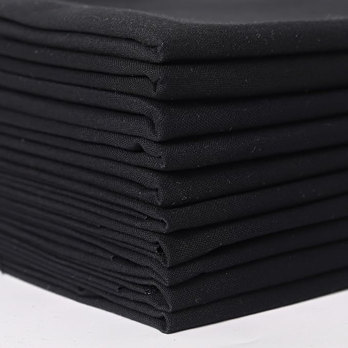10 Pieces 18 x 21 Inches Cotton Fabric Precut Quilting Fabric Bundles Solid Colors Layer Cakes Quilt Material for DIY Craft Sewing Embroidery (Black)