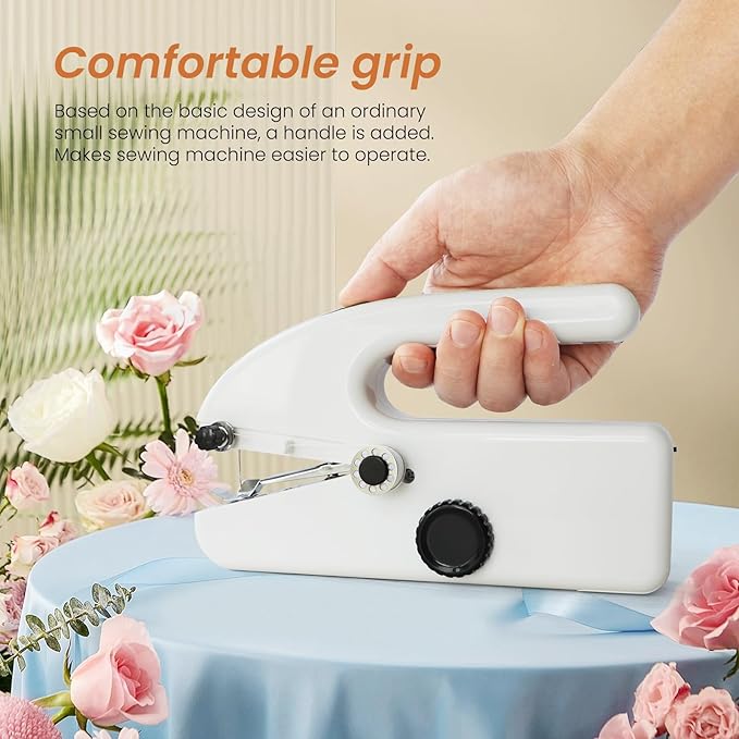 Handheld Sewing Machine Cordless – Portable Stitching Machine for Quick Repairs, Mini Handheld Sewer, Pocket Sewing Machine (white)