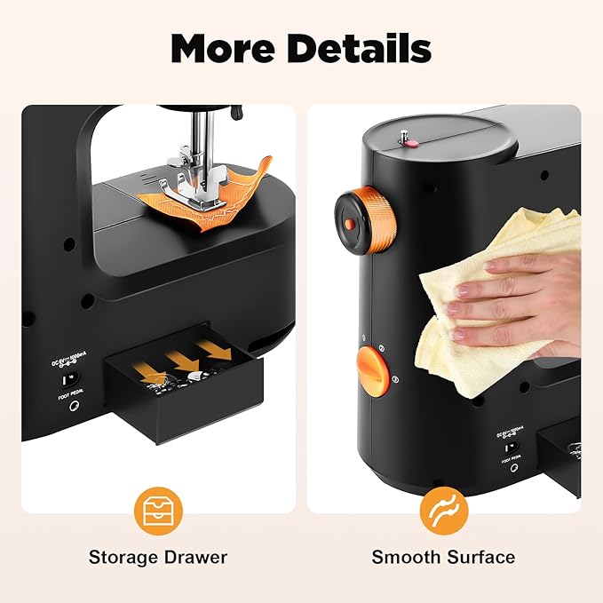 Mini Sewing Machine with Foot Pedal and LED Light, Compact Sewing Machine with Storage and LED Lighting, Electric and Foot Pedal Operation for Easy Home and Travel Use