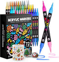 WINSONS 72 Colors Acrylic Paint Marker, Dual Tip and Dual Colors Acrylic Paint Pens for Stone, Wood, Canvas, Ceramic, Metal, Glass, Rock Painting, DIY Crafs Art Supplies (72 Colors)