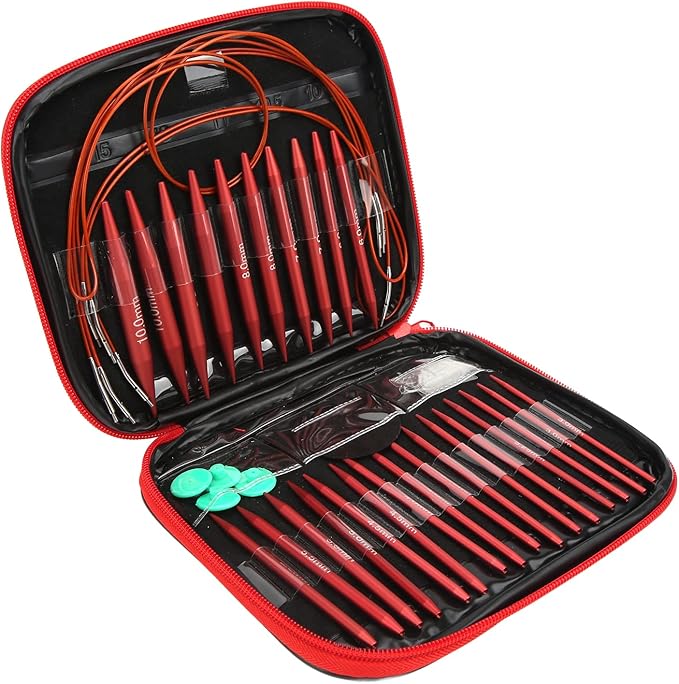 Fayelume Interchangeable Knitting Needles, Circular Knitting Needles Set, with Storage Case and Extension Cable Knit, for Beginners, 3 MM to 10 MM