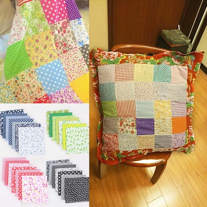 XANADU 10x10 Inch Cotton Fabric Squares Bundle -14 Pcs Pre-Cut Quilting Fabric for Sewing & Craft Patchwork (Red + Black)