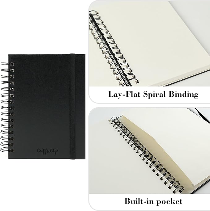 CuppaClip Sketch Book Hardcover Drawing Pad 300GSM Acid-Free Paper Spiral Bound Sketchbook 50 Sheets/100 Pages Art Supplies (Spiral Binding, 4x5.9in)