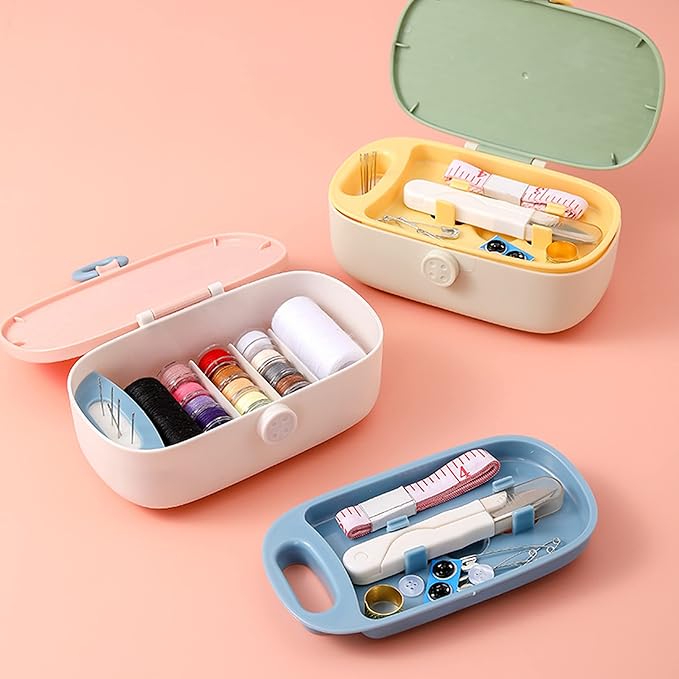 FKOG Sewing Project Kit, 135 Pcs Premium Family Sewing Supplies Repair Kit Sewing Thread Accessories Traveler Sewing Kit DIY Sewing Supplies Organizer (Pink)