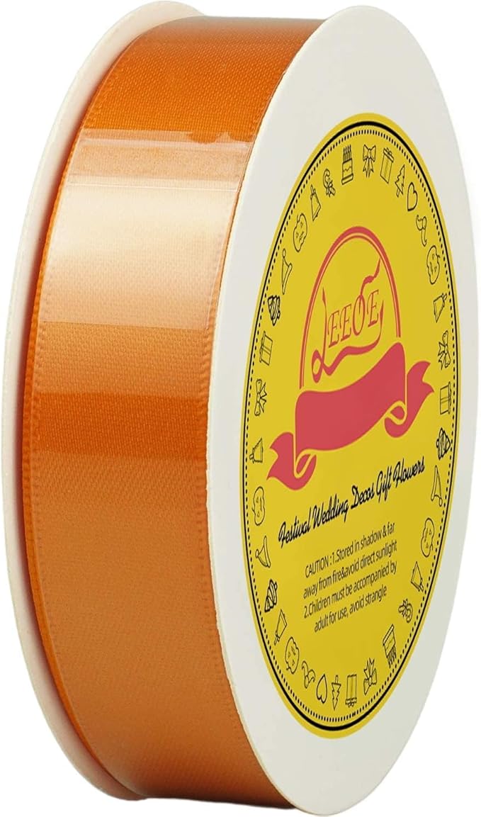 Double Face Autumn Orange Satin Ribbon 7/8 inch X 25 Yards Polyester Autumn Orange Ribbon for Gift Wrapping Very Suitable for Weddings Party Invitation Decorations and More