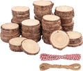 80 PCS 3.6-4 Inch Unfinished Wood Slices, Natural Wood Slices, Predrilled with Hole Wood Slice for DIY Arts Craft Christmas Ornaments by GNIEMCKIN