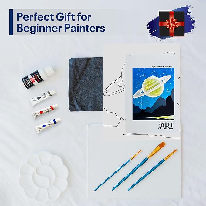 Painting4Real DIY Art Painting Kit for Adults – Learn to Paint Cosmic Tranquility with Video Tutorials – 9 Pieces Acrylic Paint Set for Adults –Perfect Christmas Crafts & Holiday Gifts for Art Lovers