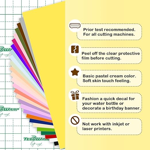 TECKWRAP 001 Permanent Adhesive Vinyl Bundle - 54Pack Vinyl Sheets (12”x12 Glossy, Matte) for Cutting Machines and Craft Cutter, DIY Craft, Car Decals, Party Decoration, Sticker