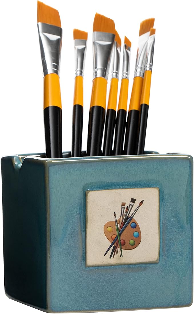Painters Artist Cup, Paint Brush Holder & Cleaner 3.5" H 3" W - Gift Paint Mixing Cup, Elegant Painting Cup Supplies, Vibrant Cup for Children & Adults Alike, Arts & Crafts Supplies for Home (Blue)