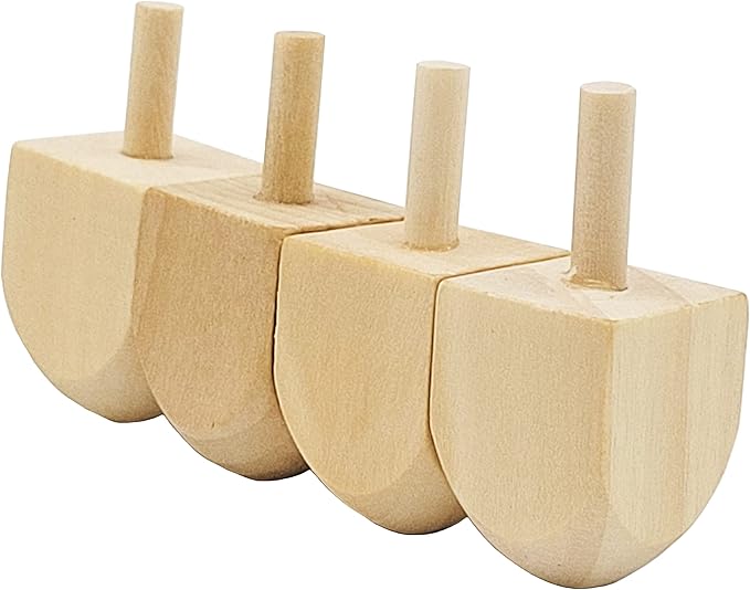 The Dreidel Company 10-Pack Hanukkah Wood Dreidels, Design Your Own Dreidel, DIY 1.5" Inch Unfinished Natural Wooden Chanukkah Dreidels (10-Pack)