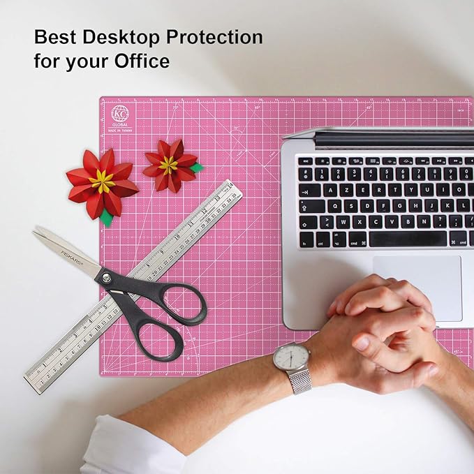 KC GLOBAL A1 (36"x24") Self-Healing Cutting Mat (Pink) - Sturdy, Reversible, Eco-Friendly, Non-Slip. Premium Desk Mat for Crafters, Quilters, and Hobbyist