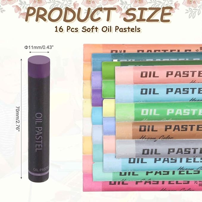 MECCANIXITY Soft Oil Pastels, Oil Pastel Crayons Vibrant Color Blendable Art Supplies for Painting Drawing Blending Painting Artists Beginners Professional(Purple, Pack of 16)