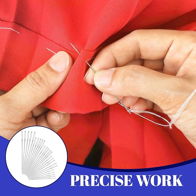 34 PCS Steel Needles for Hand Sewing Kit, Stainless Steel Sewing Needles Kit with Big Eye Design, Professional Handmade Quilting and Craft Needles for DIY Sewing Projects