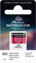 PHOENIX Professional Watercolor Paint - Single Watercolor Half Pan - Alizarin Crimson 305