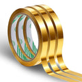 3 Rolls Gold Tape for Crafts, 0.6 Inch Gold Tape Self Adhesive Golds Mirror Tapes Metallic Tapes DIY Golds Graphic ArtTape for Wall Decor TV Frame Crafts Decoration and Gift Box Wrapping