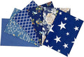 6Pcs Cotton Fabric Squares 20x20 Inch (50x50cm) Pre-Cut Quilt Squares Sheets Patterns Craft Cotton Fabric Bundle for Sewing Quilting Patchwork Crafting Home Décor Handwork (Navy Blue)