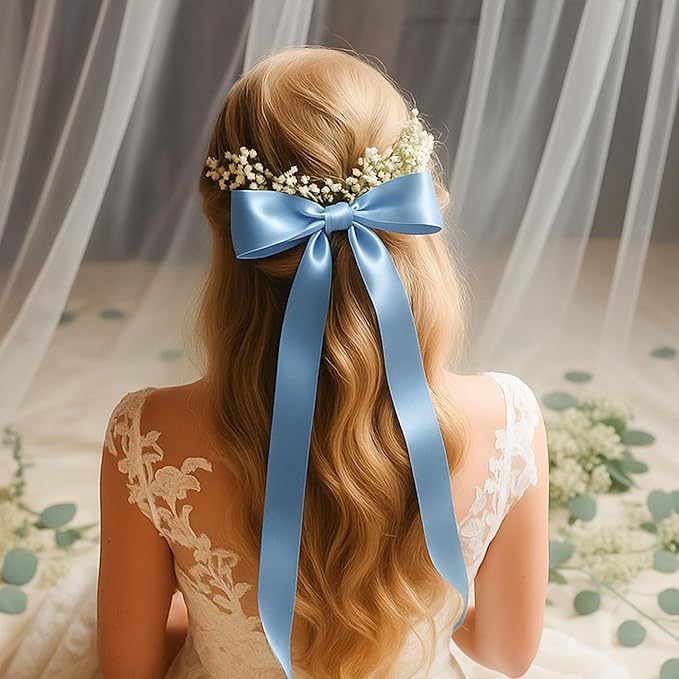 Fullive 1 1/2 Inch Sky Blue Ribbons, 30 Yards Ribbon for Gift Wrapping, Polyester Satin Ribbons for Crafts for Birthday Graduate Christmas Decorations DIY Bows Wrapping Bouquet Floral Arrangements