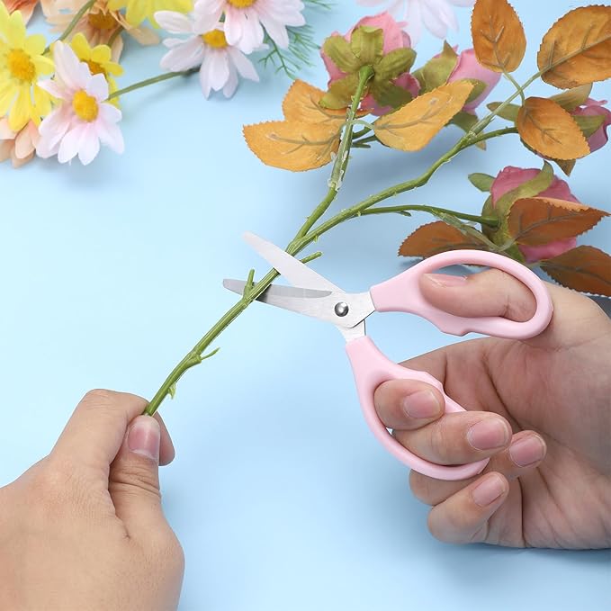 Pink Scissors, 5" Stainless Steel Blade with Acrylic Handle All Purpose Scissors Stationery Paper Cutting Tool for Office, Home (Pink)