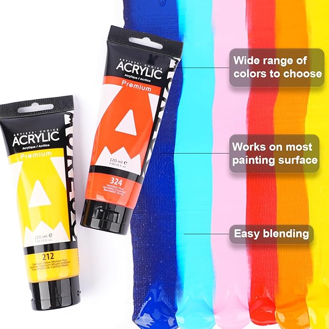 AUREUO White and Black Acrylic Paint - 4 Fl Oz / 120ml - 2 Tubes Set, Art Craft Paints for Canvas, Rocks, Wood, Ceramic, Fabric