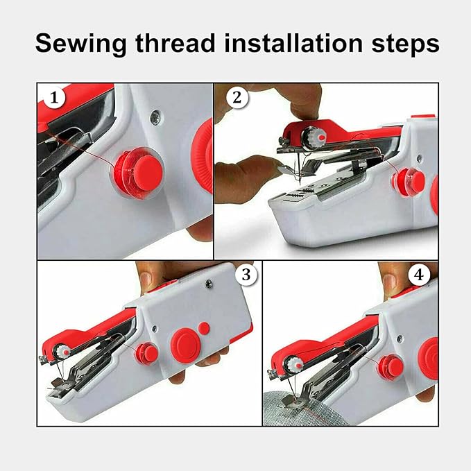 Handheld Sewing Machine, Hand Sewing Machine, Portable and Easy-to-Use, Battery and USB Operated, Ideal for Beginners and Home Use White