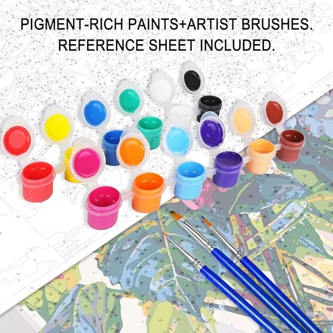 Tucocoo Colorful Flowers Float Paint by Number Rural Fall Harvest Scenery DIY Painting on Canvas with Brushes Acrylic Paints Paint by Numbers for Adults and Kids Beginner 16x20 Inch（Without Frame）