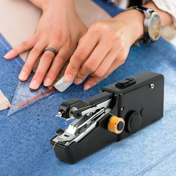 Handheld Sewing Machine - Mini Portable Quick Sewing Machine - Black - About 21x6.5x3.5cm/8.27x2.56x1.38inch - Plastic, Metal