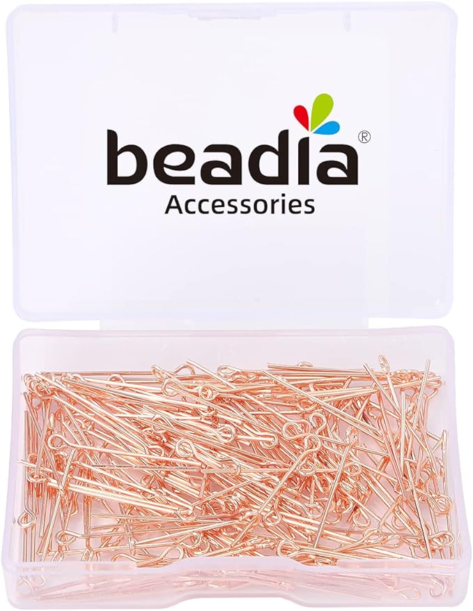 Rose Gold Plated Open Eye Pins Non Tarnish 25mm 200pcs for Jewelry Making Findings