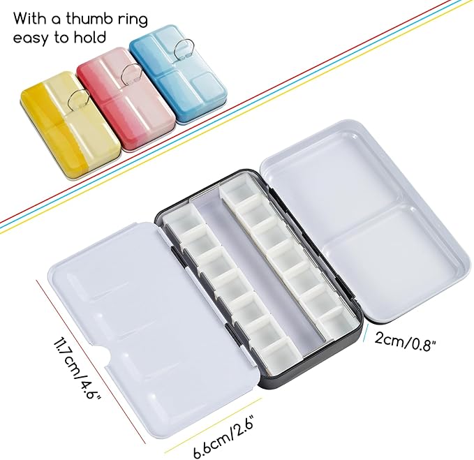 MEEDEN Empty Watercolor Paint Palette: Travel Water Color Palette Tin with 12 Half Pans - Portable Metal Palette Tin Box for Artist Student Adults (Red)