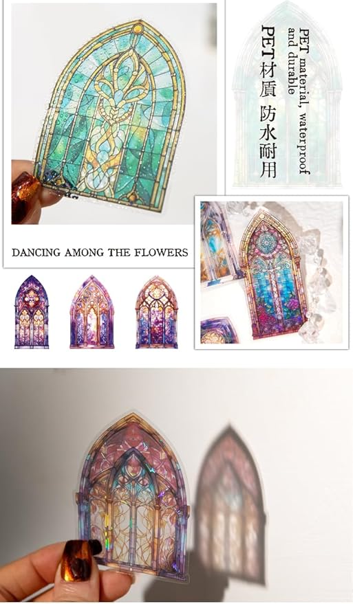Alideco 120pcs Scrapbook Stickers Vintage Patterned windowScrapbooking Junk Journal Crafts Embelishment Decoration Stickers (qicailiuli)