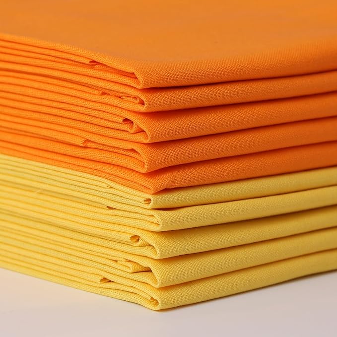 10 Pieces 18 x 21 Inches Cotton Fabric Precut Quilting Fabric Bundles Solid Colors Layer Cakes Quilt Material for DIY Craft Sewing Embroidery (Yellow, Orange)