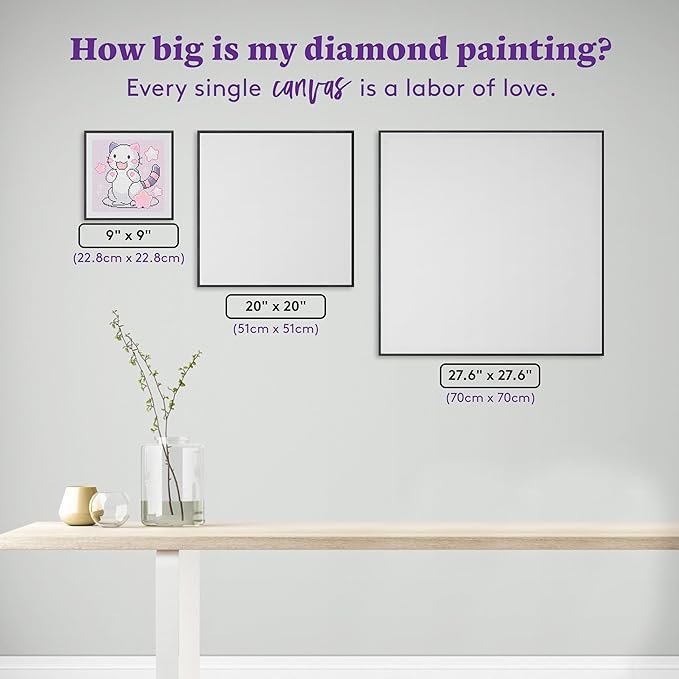 DIAMOND ART CLUB Candi Cat Diamond Painting Kit, Fun DIY Crafts for Adults, Round Diamond Art Canvas, 9" x 9"