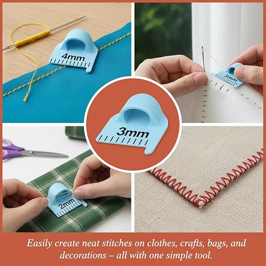 Edge Stitch Lock and Sewing Gauge-Sewing Gauge-Edge Sewing Lockranding Tool-Needle Gauge Quilting Ruler for Straight & Curved Seams for Beginners,Professional Sewers - 2/3/4 Mm, 3 Pcs,Plastic (Blue)