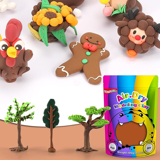 iFergoo Brown Air Dry Clay, DIY Creative Modeling Clay for Kids, Super Light Magic Clay for Kids Age 3-12, Safe & Non-Toxic, Molding Clay for Sculpting, Great Gift for Boys & Girls