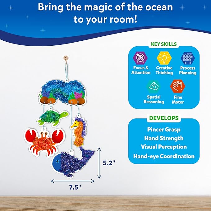 Skillmatics Poke-in Art - Underwater Animals, Mess-Free Arts & DIY Wood Crafts for Kids, Creative Kit, Gifts for Girls & Boys Ages 4, 5, 6, 7, 8, 9