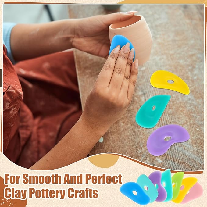 Sherr 21 Pcs Soft Ribs for Pottery Clay Silicone Rib Ceramics Tools Pottery Rubber Clay Ceramic Ribs for DIY Smooths Shapes Sculpting Tools, 7 Styles(Gentle Color,Mixed Style)