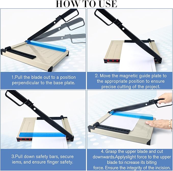 12" Guillotine Paper Cutter,Steel Blade Guillotine Paper Cutter with Corner Rounder ＆ Whetstone,Heavy Duty 15-Sheet Capacity Trimmer for Cardstock,Photos,Coupon,Label and Scrapbooking Craft