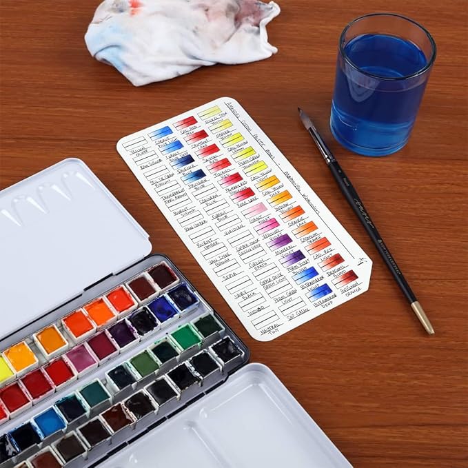 HG Art Concepts Painters Color Diary Watercolor Swatch Card, 48-Pan Size, 5-Pk, 140 lb Hot Press 100% Cotton Paper, Fits New York Central Palette Box, Color Swatch Book for Markers & Colored Pencil