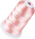 Simthread 5500Yds Embroidery Thread, 5000M High-Yardage 40WT 100% Polyester Thread – 170+ Vivid Colors, High-Speed Rated – Compatible with Brother, Singer, Janome & More - Md Peachy Pink S087