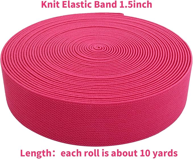 JESEP 1.5 Inch 10 Yards Double-Side Twill Woven Elastic Heavy Stretch High Elasticity for Sewing Pants Waistband, Wigs, Skirts, Craft DIY Projects (Rose 297)