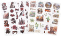 Pre-Cut Gothic and Vintage Sticker Book Set, 40 Pages of Dark Rose and Urban Street Ephemera for Scrapbooking, Journaling, DIY Crafting, and Art Supplies