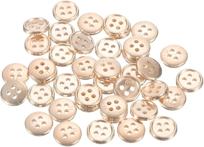 HARFINGTON 50pcs 16L Plastic Sewing Buttons 10mm 3/8" 4-Hole Round Replacement Craft Button for Coats Sewing Clothing and DIY, Rose Gold