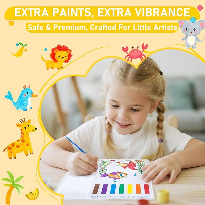PIRIE Paint with Water Coloring Books for Toddlers | Travel-Friendly Mess-Free | Pre-Printed Pigment Animal Theme (Sea & Land Creatures) | Large Size Art Gift for Kids Ages 3+