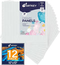Canvas Panels 10x10 Inch 12-Pack, 10 oz Primed 100% Cotton White Blank Small Canvases for Painting, Square Flat Canvas Board for Oil Acrylics Watercolor & Tempera Paints