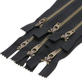 4# Metal Zipper for Jeans Antique Brass Y-Teeth Zipper 6 inch Close End Jeans Zippers 6pcs,(Black-Brass)